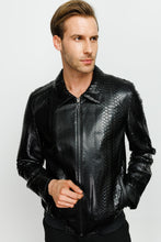 Load image into Gallery viewer, The Claribel Pythn Black Skin Leather Men Jacket