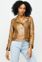 Load image into Gallery viewer, The Nayro Pythn Tan Leather Women Jacket