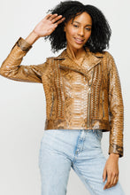 Load image into Gallery viewer, The Nayro Pythn Tan Leather Women Jacket