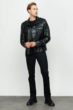 Load image into Gallery viewer, The Manteca Pythn Skin Leather Black Men Jacket