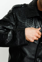 Load image into Gallery viewer, The Manteca Pythn Skin Leather Black Men Jacket