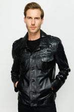 Load image into Gallery viewer, The Manteca Pythn Skin Leather Black Men Jacket