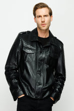 Load image into Gallery viewer, The Manteca Pythn Skin Leather Black Men Jacket