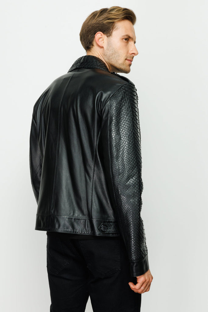 The Manteca Pythn Skin Leather Black Men Jacket