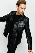 Load image into Gallery viewer, The Manteca Pythn Skin Leather Black Men Jacket