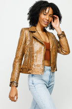 Load image into Gallery viewer, The Nayro Pythn Tan Leather Women Jacket