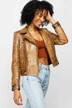 Load image into Gallery viewer, The Nayro Pythn Tan Leather Women Jacket