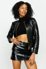 Load image into Gallery viewer, The Mekke Pythn Skin Black Leather Women Jacket