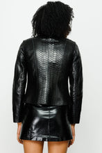 Load image into Gallery viewer, The Mekke Pythn Skin Black Leather Women Jacket