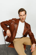 Load image into Gallery viewer, The Monola Tan Leather Men Jacket