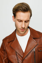 Load image into Gallery viewer, The Monola Tan Leather Men Jacket
