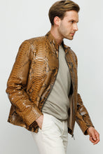 Load image into Gallery viewer, The Boss Pythn Tan Leather Men Jacket
