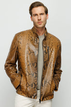 Load image into Gallery viewer, The Boss Pythn Tan Leather Men Jacket