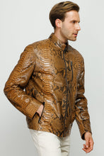 Load image into Gallery viewer, The Boss Pythn Tan Leather Men Jacket