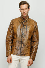 Load image into Gallery viewer, The Boss Pythn Tan Leather Men Jacket