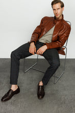 Load image into Gallery viewer, The Barclay Brown Leather Men Jacket
