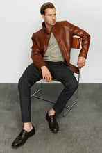 Load image into Gallery viewer, The Barclay Brown Leather Men Jacket