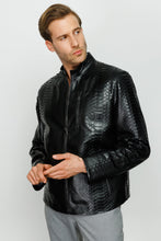 Load image into Gallery viewer, The Boss Pythn Black Leather Men Jacket