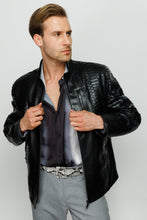 Load image into Gallery viewer, The Boss Pythn Black Leather Men Jacket