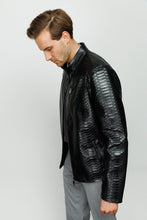 Load image into Gallery viewer, The Boss Pythn Black Leather Men Jacket