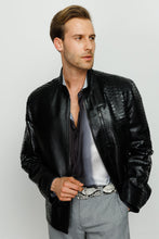 Load image into Gallery viewer, The Boss Pythn Black Leather Men Jacket