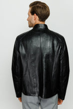 Load image into Gallery viewer, The Boss Pythn Black Leather Men Jacket