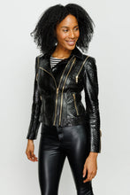 Load image into Gallery viewer, The Queen Pythn Skin Black Leather Women Jacket