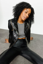 Load image into Gallery viewer, The Queen Pythn Skin Black Leather Women Jacket