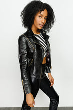 Load image into Gallery viewer, The Queen Pythn Skin Black Leather Women Jacket