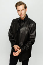Load image into Gallery viewer, The Barclay Black Leather Men Jacket