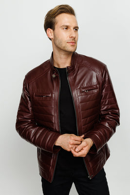 The Wilkerson Burgundy Leather Men Jacket
