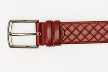 Load image into Gallery viewer, The Turan Burgundy Woven Leather Belt
