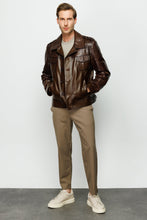 Load image into Gallery viewer, The Manteca Pythn Skin Brown Leather Men Jacket