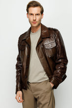 Load image into Gallery viewer, The Manteca Pythn Skin Brown Leather Men Jacket