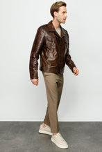 Load image into Gallery viewer, The Manteca Pythn Skin Brown Leather Men Jacket