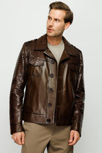 Load image into Gallery viewer, The Manteca Pythn Skin Brown Leather Men Jacket