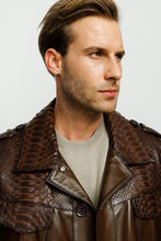 Load image into Gallery viewer, The Manteca Pythn Skin Brown Leather Men Jacket