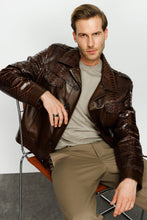 Load image into Gallery viewer, The Manteca Pythn Skin Brown Leather Men Jacket