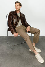 Load image into Gallery viewer, The Manteca Pythn Skin Brown Leather Men Jacket