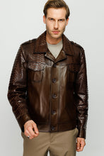 Load image into Gallery viewer, The Manteca Pythn Skin Brown Leather Men Jacket