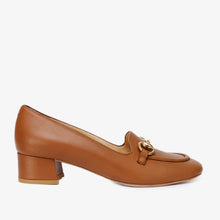 Load image into Gallery viewer, The Delhi Brown Leather Block Heel Pump Women Shoe