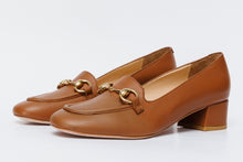 Load image into Gallery viewer, The Delhi Brown Leather Block Heel Pump Women Shoe