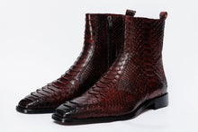 Load image into Gallery viewer, The Boss Burgundy Pythn Snk Zip-Up Leather Men Boot Limited Edition
