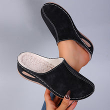 Load image into Gallery viewer, Plus-Size Fleece-Lined Wedge Slippers