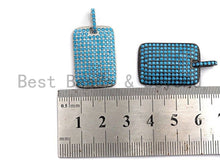 Load image into Gallery viewer, Turquoise CZ Micro Pave Rectangle Tag Pendant/Charm, Cubic Zirconia Pendant, Pave Dog Tag, 18x27mm, sku#X51