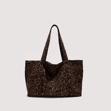 Load image into Gallery viewer, Women's Leopard Print Tote Bag – Suede Velvet Shoulder Handbag for Everyday Use