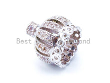 Load image into Gallery viewer, 10mm/13mm/20mm CZ Micro Pave Crown Cap Bead,Cubic Zirconia Tassel Cap Beads, Gold/Silver/Rose Gold/Black Tassel Cap Beads, 1/2/4pcs sku#F65