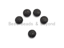 Load image into Gallery viewer, Black CZ Pave On Black Micro Pave Button Round Spacer Beads for Bracelet/Necklace, Spacer Beads, 11mm, sku#C98