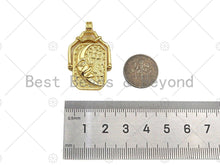 Load image into Gallery viewer, 18K Gold Sun Face Cresent Moon Medallion Pendant/Charm,Two Sided Rotating Charm, 22x36mm,Sku#LK249