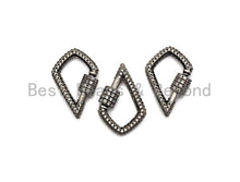 Load image into Gallery viewer, Fully Clear CZ Micro pave Drop Shape Clasp, CZ Pave Clasp, Antique Silver Color Carabiner Clasp, 17x25mm, sku#H178